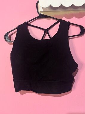 BuffBunny Black Strappy High-Neck Sports Bra